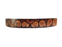 SKULL EMBOSSED BROWN GENUINE LEATHER BELT