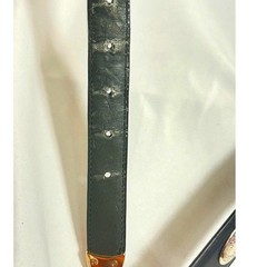 Patent Black Leather Belt with Oval Silver Accent silver tone buckle size 44