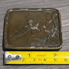 Vintage 1977 Indiana Metal Craft Bald Eagle Belt Buckle Bronze Tone Distressed
