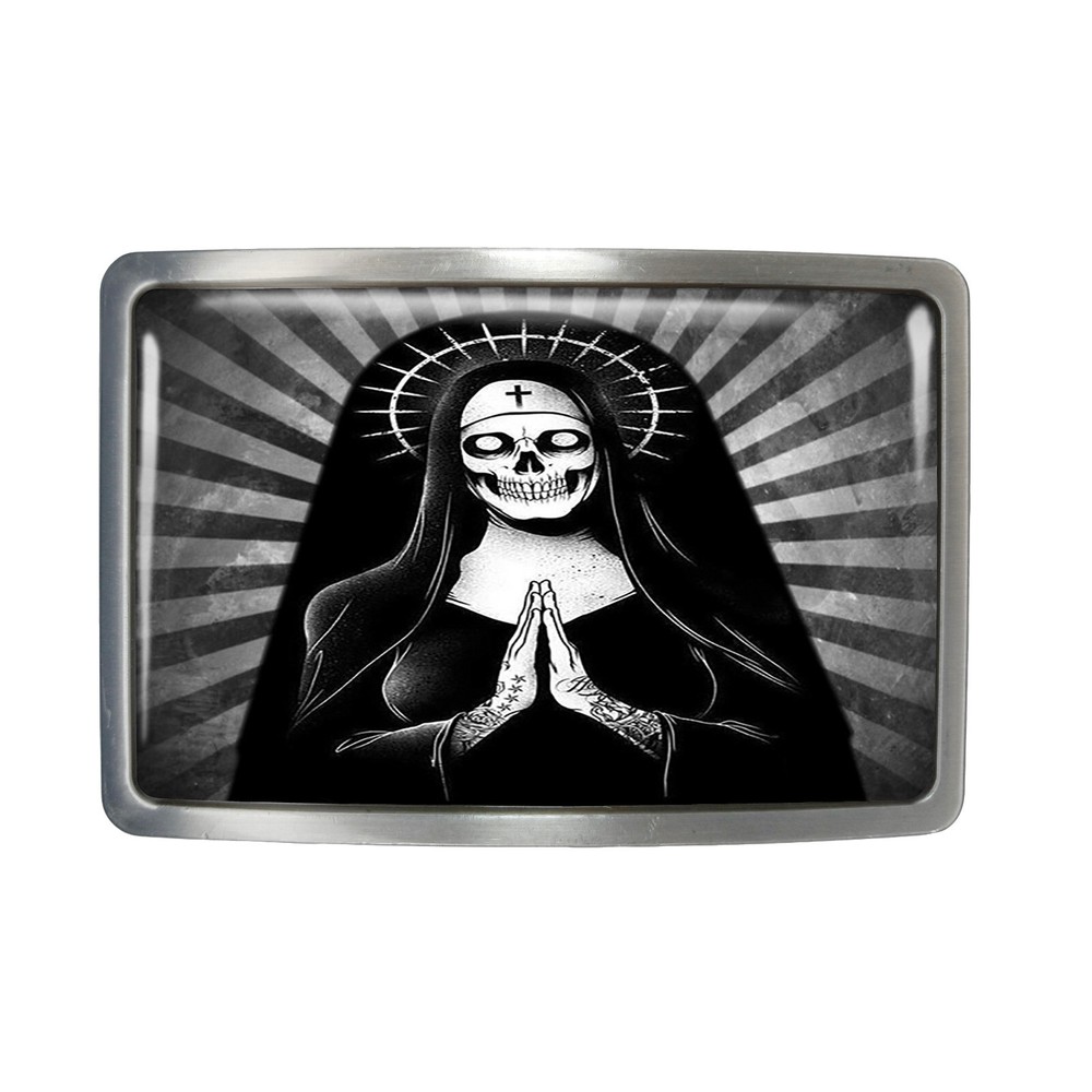 Santa Muerte Belt Buckle – Day of the Dead Skull Belt Buckle – 119-2