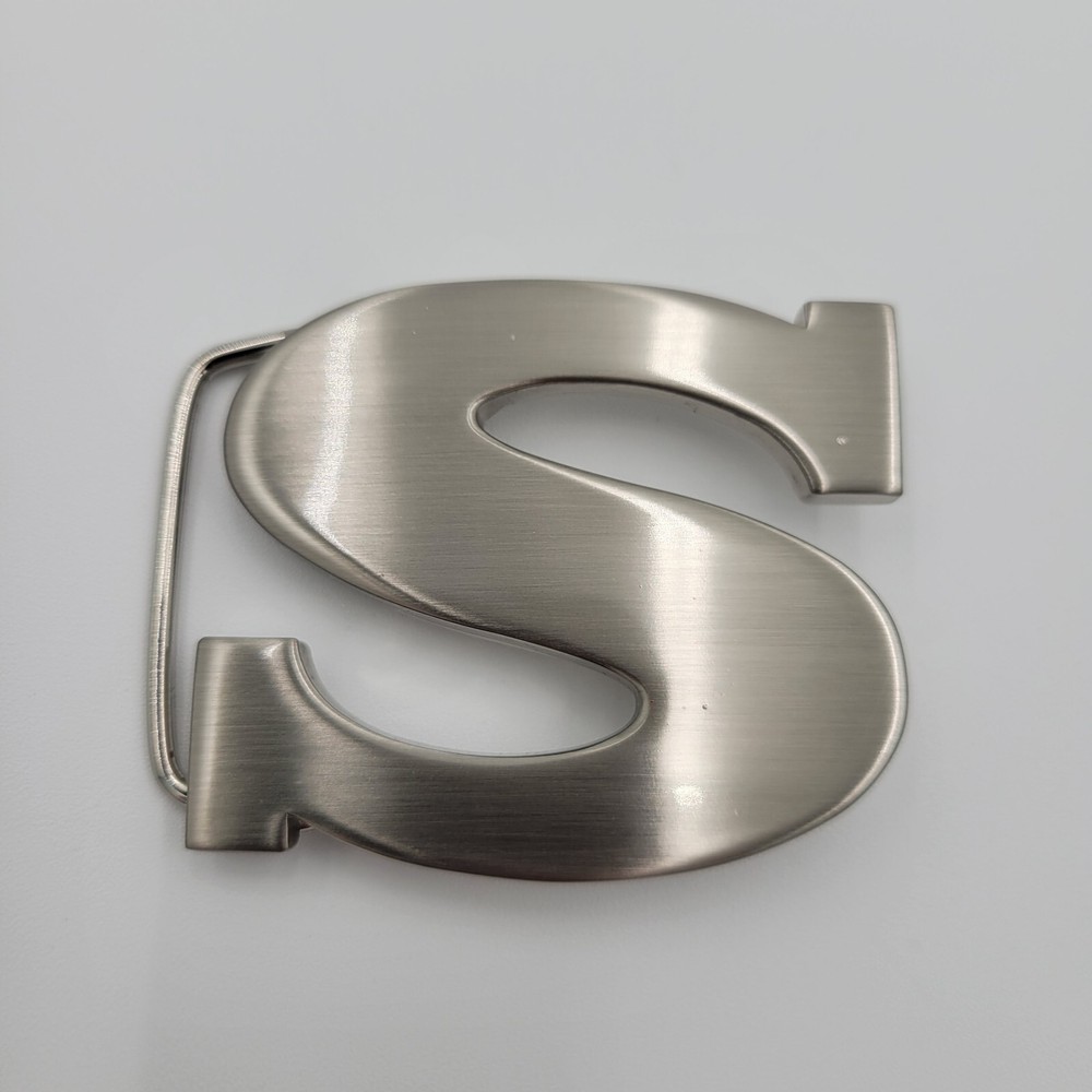 S Initial Brushed Chrome Belt Buckle 2 1/2&Prime; x 2&Prime; Up To 1 1/4&Prime; Belt