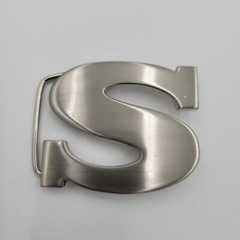 S Initial Brushed Chrome Belt Buckle 2 1/2&Prime; x 2&Prime; Up To 1 1/4&Prime; Belt