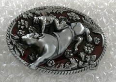 COWBOY BULL RIDER RODEO WESTERN FLORAL DESIGN BELT BUCKLE