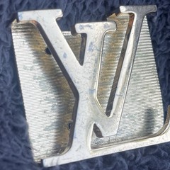 Vtg Louis Vuitton Gold Tone Belt Buckle Iconic LV Engraved Logo Y2K Distressed