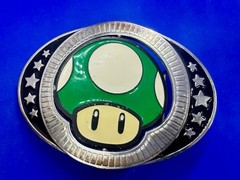 Nintendo Super Mario Bros Game Spinning Mushroom Reversible Novelty Belt Buckle