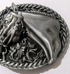 Horse Head Rodeo Cowboy Western Metal Belt Buckle 3D