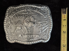 Hesston NFR 1996 Commemorative Belt Buckle New in Shrinkwrap Award Design Medals