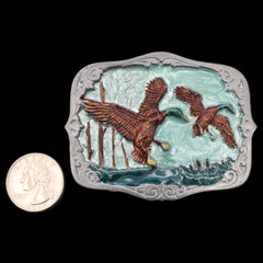 Flying Ducks Mallards Belt Buckle (New Old Stock)