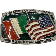 Ireland USA Flag Belt Buckle Metal USA Irish Pride St. Patrick’s Day Enamel READ