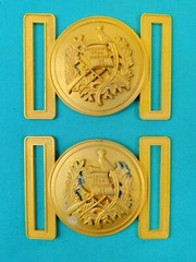 Set 2 US Guatemala Coat of Arms Gold Tone Military Army N.S. MEYER Belt Buckle F