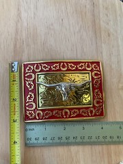 Western Buckle Gold Silver Red Longhorn Bull Cowboy Fit 2 » Hebillas Vaqueras