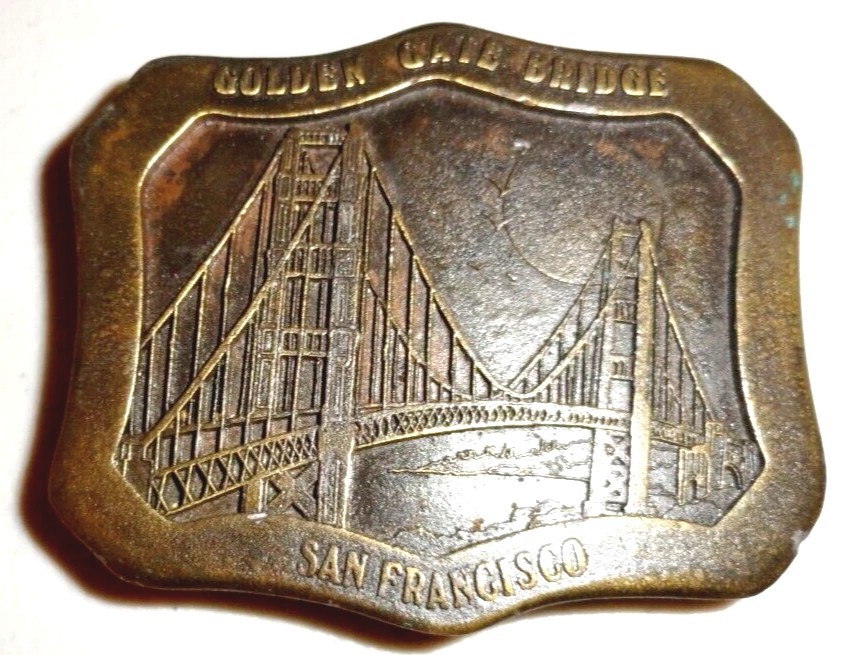 1977 Indiana Metal Craft Golden Gate Bridge San Francisco Belt Buckle