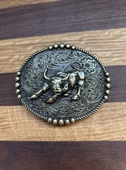 Western Men’s Embossed Belt Buckle Cow Head Cowboy Belt Perfect Birthday Gift
