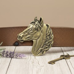 Horse Head Belt Buckle Antique Copper – Western Style for Riders, Timeless Design