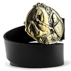 Belt buckle Fighting Knight, Medieval military solid brass belt buckle