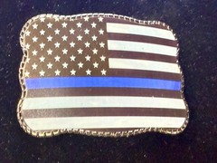 USA Flag Stars Striped with Blue Line Belt Buckle Card Holder Wallet / Stash box