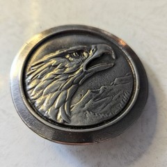 Vintage 70s Round Eagle Head Belt Buckle