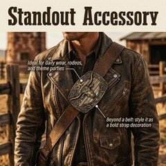 Western Cowboy Belt Buckle for Men, Cowgirl Longhorn Bull Belts Buckles Texas