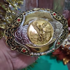 Centenario Western belt Buckle Gold Silver red Faux Mexican Peso Gift Item
