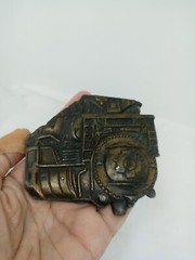 Vtg. Install 1978 Bronze Locomotive Train Belt Buckle. Antiq Finish.#1142. Heavy
