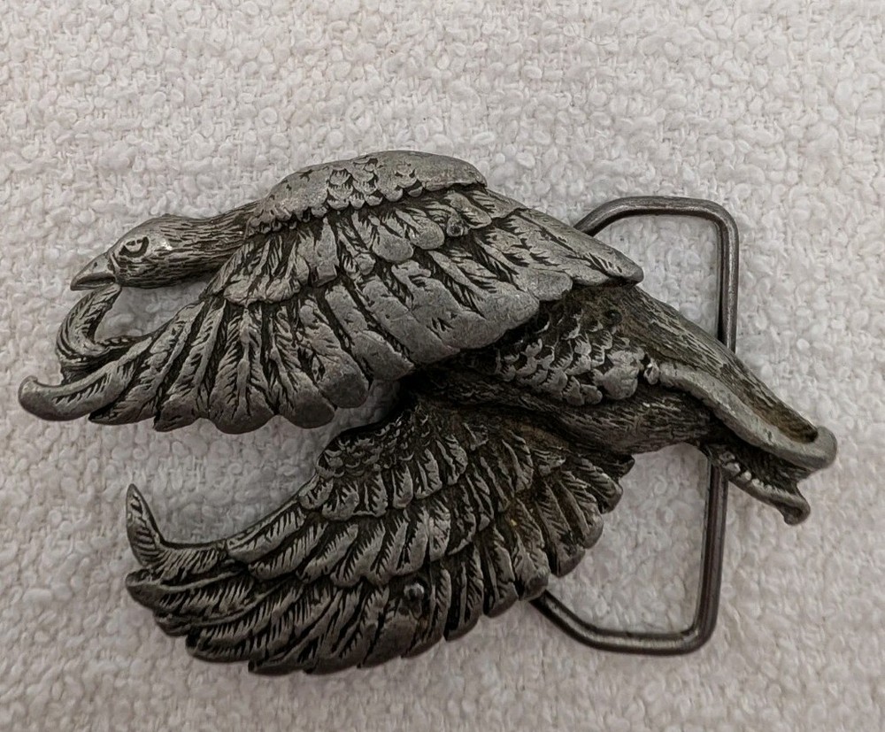 Indiana Metal Craft 1978 Pewter Belt Buckle Goose  Duck  Bird In Flight – LGL