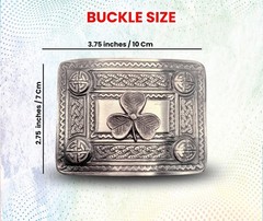 Scottish Kilt Belt Buckle Irish Shamrock 4 Dome Mirror Design Brass Antique