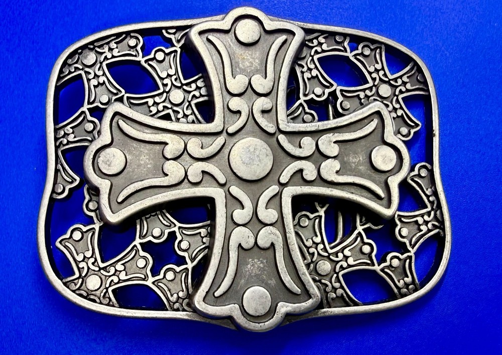 Openwork Iron Cross Medieval Religious Faith Symbol Gothic Biker Belt Buckle