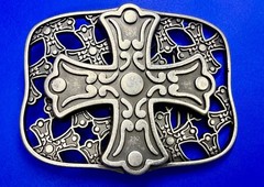 Openwork Iron Cross Medieval Religious Faith Symbol Gothic Biker Belt Buckle