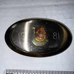 1981 Old Sleepy Eye Stoneware Vintage Rare Old Belt Buckle Fast Free-shipping