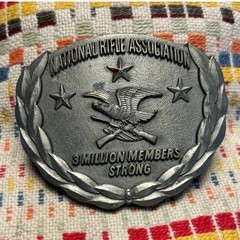 Vintage NRA 3 Million Members Strong Belt Buckle Silver.