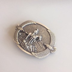 Vintage Silver Plated Western Cowboy Eagles Rodeo Wildlife Belt Buckle