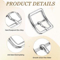 4Pcs Single Prong Belt Buckle 0.75&Prime; ID Curved Bow Buckle for Belt, Silver