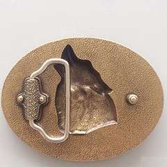 Western Men Leather Belt Buckle Wolf Wolverine Oval Shape Pattern