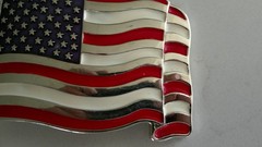 VTG. American Flag Stars & Stripes Metal Belt Buckle
