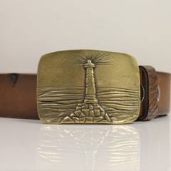 Lighthouse Antique Brass Belt Buckle – Nautical Style Maritime Buckle