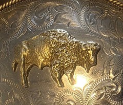 Vintage Metal Belt Buckle, Montana Silversmiths, Buffalo, Bison, Nature, Wild