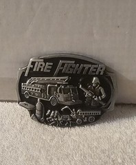 FIREFIGHTER FIRE TRUCK FIRE DEPARTMENT FIREMAN HORSES HOSE BELT BUCKLE