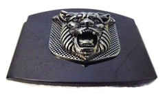 WASHED UP HOLLYWOOD #075BK SILVER & BLACK 1.5&Prime; LION CHECKER PLATE BELT BUCKLE