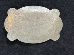 Vtg Y2k Silver Toned Belt Buckle Swirl Flower Design Boho Cowboy Retro Unisex