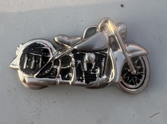 4&Prime; Wide Figural Motorcycle W/ Saddle Bag Silver Color Bikers Belt Buckle