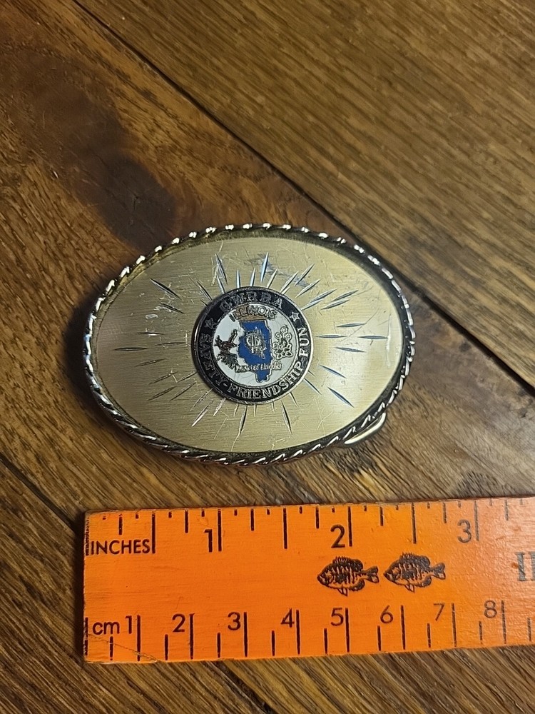 Gold Wing Road Riders – Belt Buckle – Illinois Land Of Lincoln- W USA Stamp
