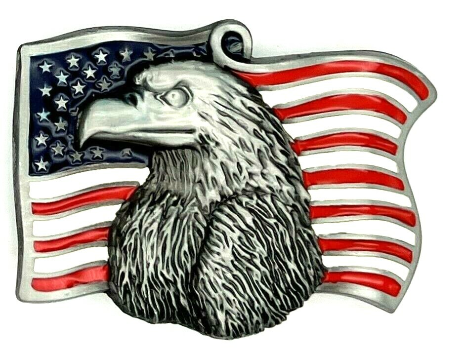 USA American Flag Eagle Enameled Belt Buckle Biker Motorcycle Patriotic New