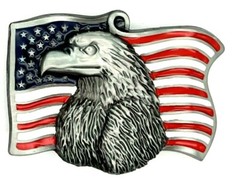 USA American Flag Eagle Enameled Belt Buckle Biker Motorcycle Patriotic New
