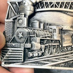 1983 Bergamot Brass Works Vintage Train Railroad Belt Buckle Made in USA