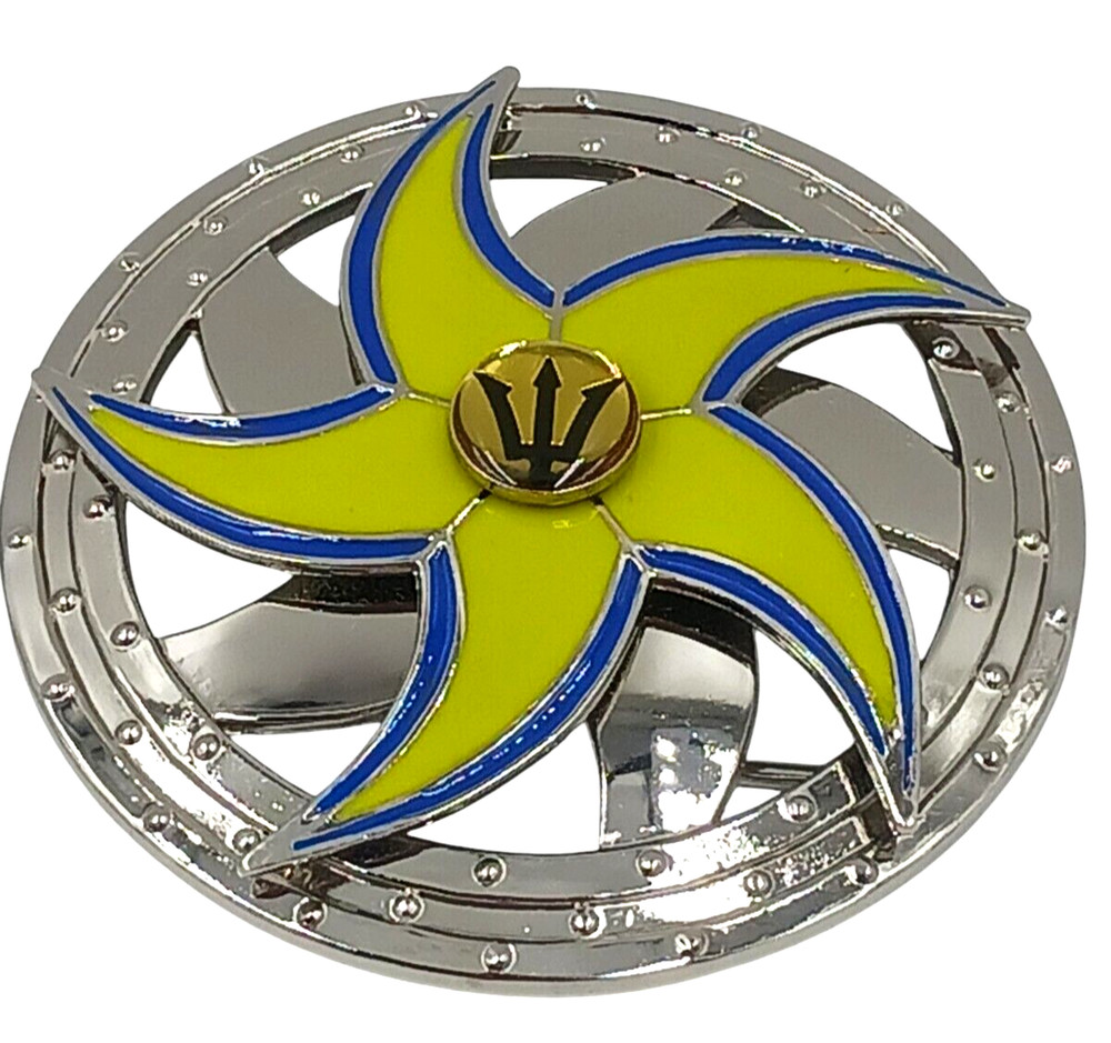 Fashion Round Spinning Belt Buckle Unisex Poseidon God Neptune Star Silver Toned