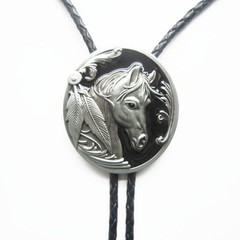 BRAND NEW BLACK HORSE HEAD 3-D COWBOY WESTERN RODEO BOLO TIE