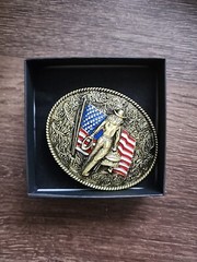 American Flag Belt Buckle for Cowgirl Cowboy Western Rodeo Wear Bronze Color NEW