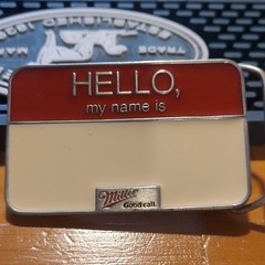 Miller Hello My Name Is Beer Novelty Antique Finish Metal Belt Buckle