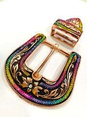 Western buckle set 3 piece 40mm heavy quality buckle copper brass buckle sports