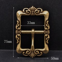 Retro Brass Flower Pin Center Bar Belt Buckle for Leather Belt Fit 33mm Strap